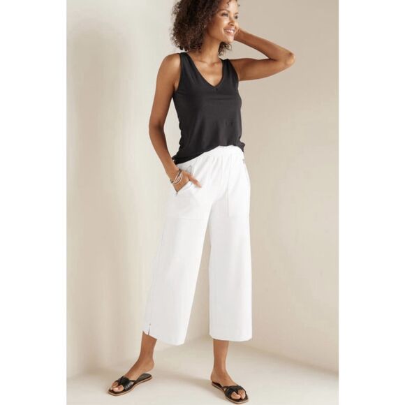 Soft Surroundings Zipper Pockets Wide Leg Pants- Size Large - White - Picture 1 of 10